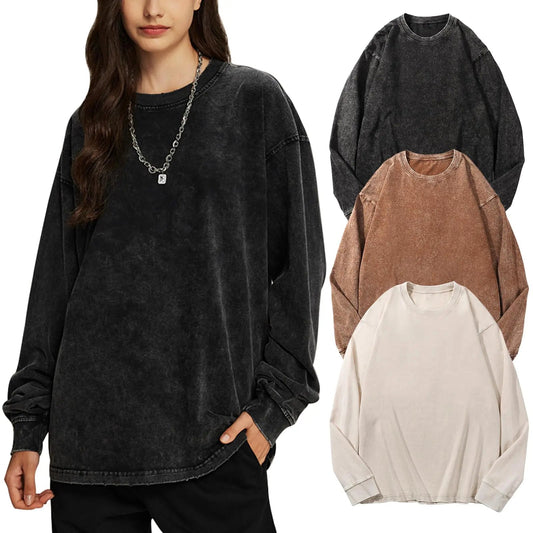 Softwash Tee 3-Pack | Acid Washed Oversized Long Sleeve T-Shirt for Women