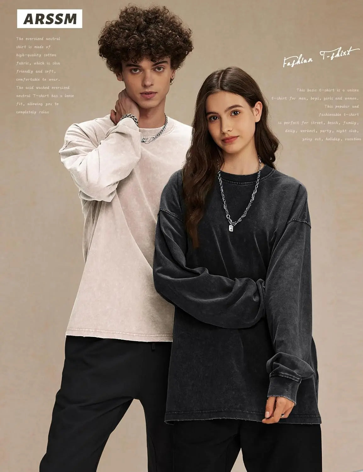 Softwash Tee 3-Pack | Acid Washed Oversized Long Sleeve T-Shirt for Women