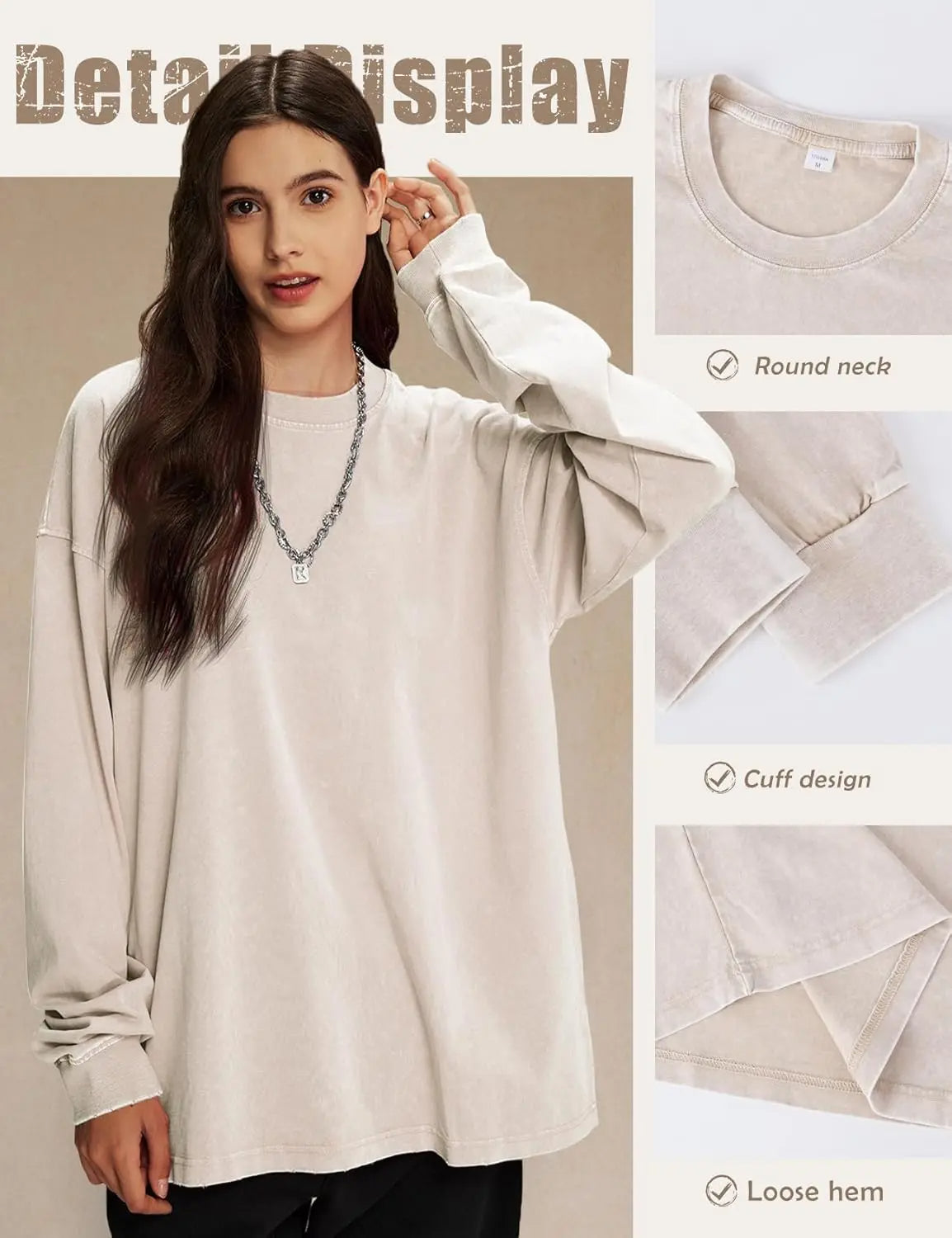 Softwash Tee 3-Pack | Acid Washed Oversized Long Sleeve T-Shirt for Women