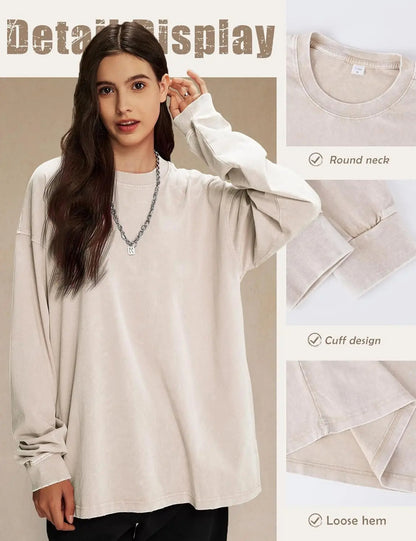 Softwash Tee 3-Pack | Acid Washed Oversized Long Sleeve T-Shirt for Women