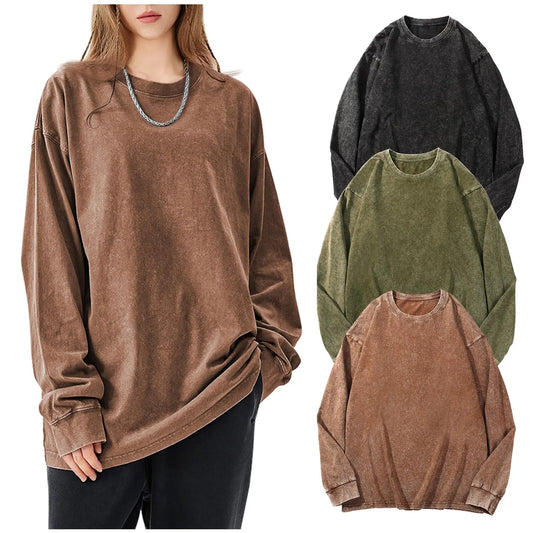 Softwash Tee 3-Pack | Acid Washed Oversized Long Sleeve T-Shirt for Women